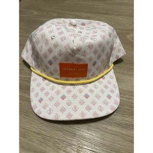 Swannies Golf Hat Mens White Pink Geometric Print Rope Snapback‎ Cap Adjustable